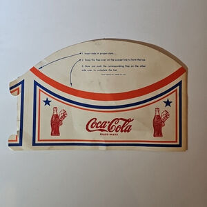 Vintage COCA-COLA Coke Advertisement Paper Hat 1940's 50's Sprite Boy